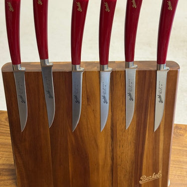 6  design steakmessen Berkel met acacia magneet blok