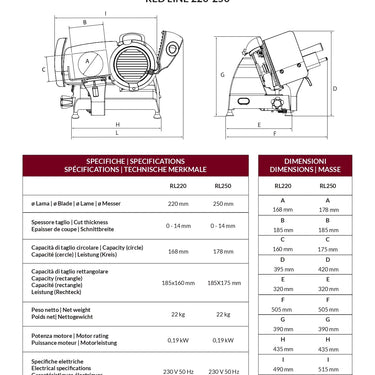 Berkel Red Line 250 + ilmainen esittelytaulu - Valkoinen