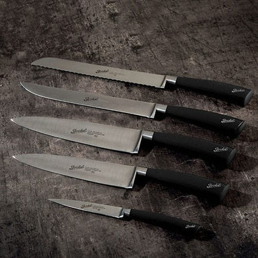 Knivsæt i læderblok, 5 dele - Berkel Elegance Black